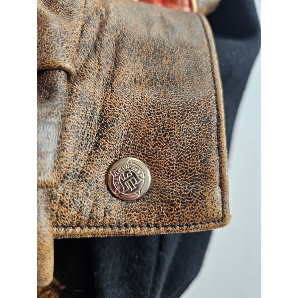 Vintage Style Leather Varsity Jacket Mens L Wisconsin Badgers Wool Jeff Hamilton - Picture 6 of 15